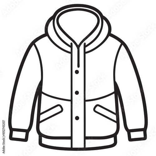 Winter jacket line art silhouette vector illustration