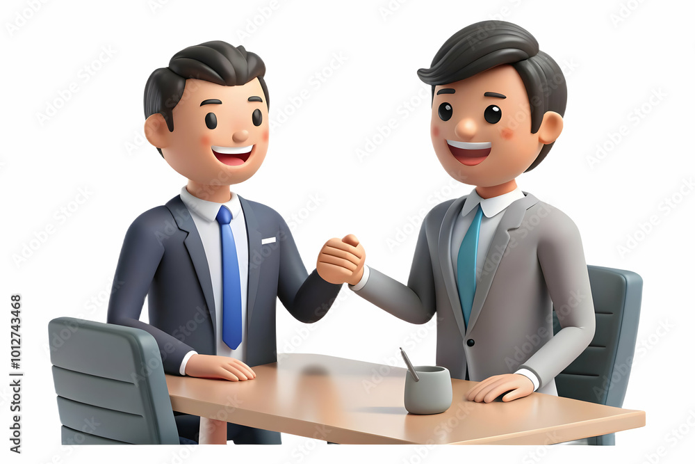 Flat Candid Business Negotiation Reaching Compromise concept as A candid shot of business professionals in a meeting room reaching a compromise with smiles and handshakes. The camera captures the mome Flat Candid Business Negotiation Reaching Compromise concept as A candid shot of business professionals in a meeting room reaching a compromise with smiles and handshakes. The camera captures the mome