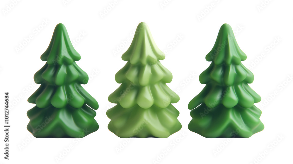 3d Cartoon Style Christmas Tree Set 3d Cartoon Style Christmas Tree Set