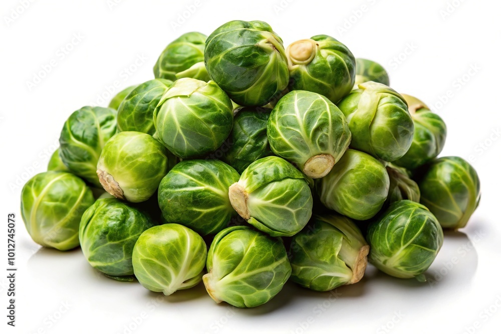 Fresh Brussels sprouts isolated on a white background with reflection Fresh Brussels sprouts isolated on a white background with reflection