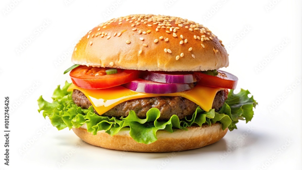 Fresh burger isolated on white background Fresh burger isolated on white background