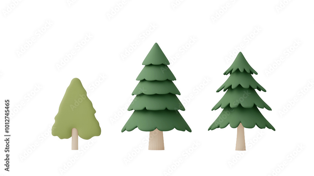Obraz premium 3d Cartoon Style Christmas Tree Set