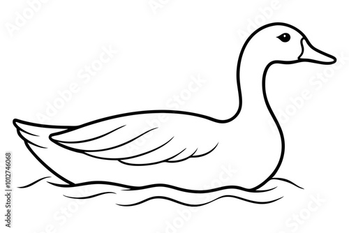 Beautiful Goose Swimming Gracefully Captured in a Vector Illustration