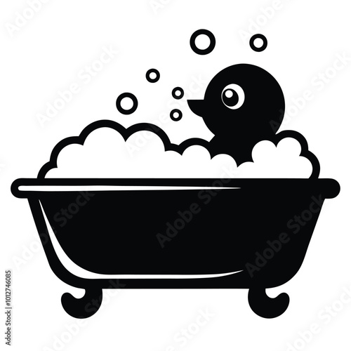 Cute Baby Duck in Tub vector