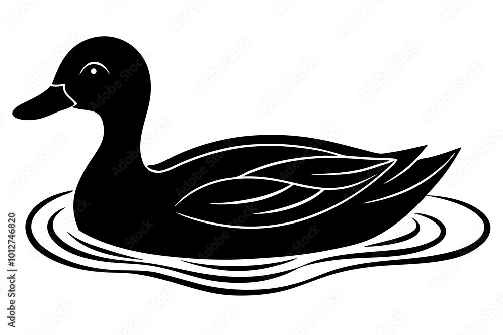 Captivating Top Down Perspective of a Duck Gliding on Serene Water Vector Art
