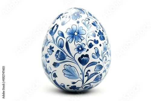 floral seamless pattern easter egg sticker sample isolated on white background