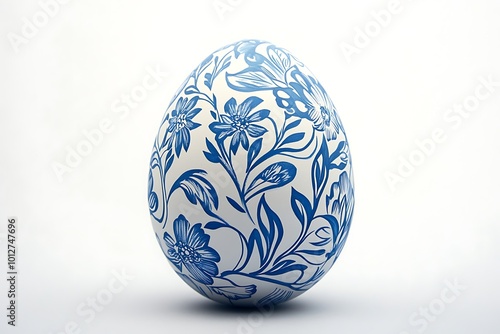 floral seamless pattern easter egg sticker sample isolated on white background