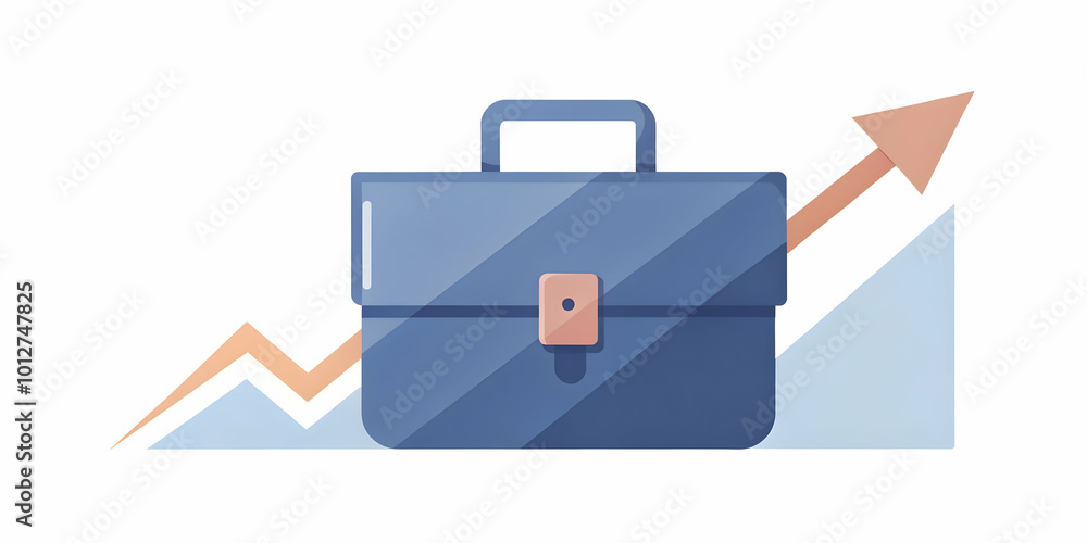 Minimalist Vector Illustration of a Briefcase with Upward Arrow Symbolizing Business Growth and Corporate Success in Neutral Colors for Infographics Minimalist Vector Illustration of a Briefcase with Upward Arrow Symbolizing Business Growth and Corporate Success in Neutral Colors for Infographics