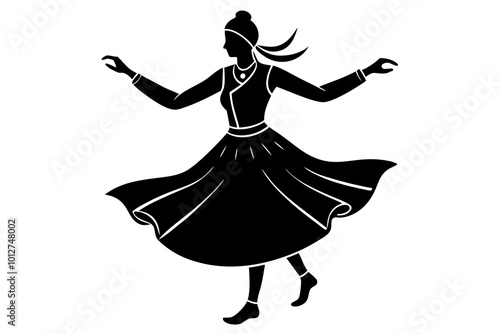 Folk Dancer Silhouette in Traditional Attire for Cultural Celebrations