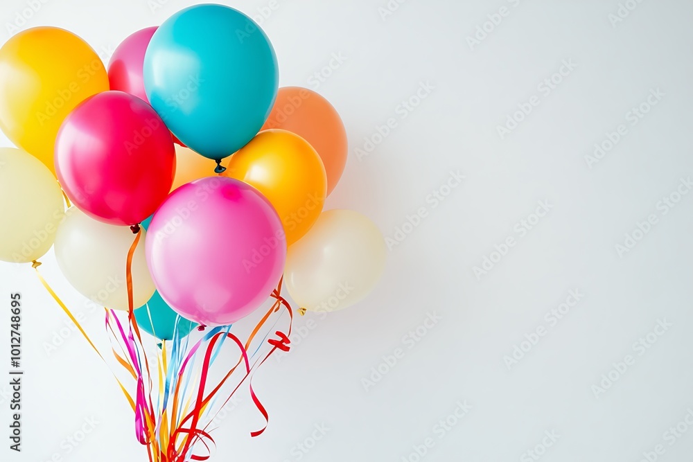 Colorful balloons with ribbon isolated on white background Colorful balloons with ribbon isolated on white background