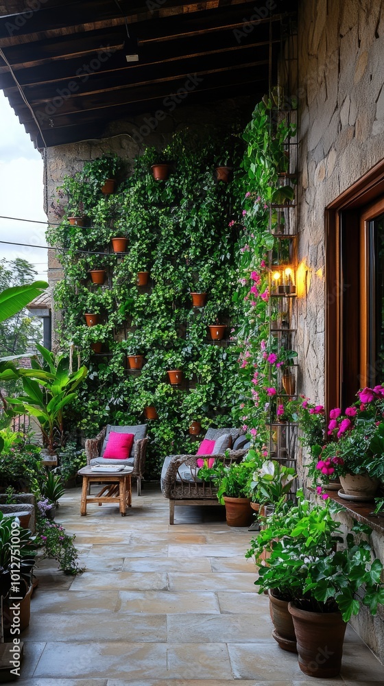 Beautiful entrance of a modern country house with wooden pergola covered with flowers Beautiful entrance of a modern country house with wooden pergola covered with flowers