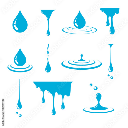 Water drop element. Liquid oil droplet vector illustration.
