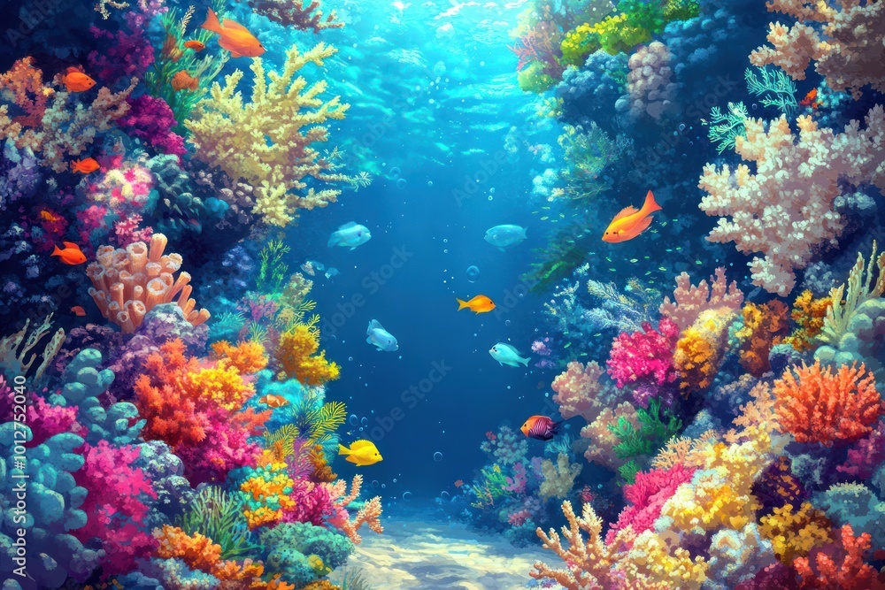 Fototapeta premium Vibrant Coral Reef with Fish