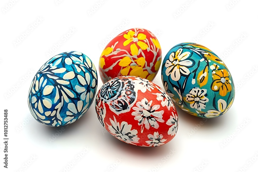 Easter eggs isolated on a white background. Handmade colorful Easter eggs. Easter celebration concept. Easter eggs isolated on a white background. Handmade colorful Easter eggs. Easter celebration concept.
