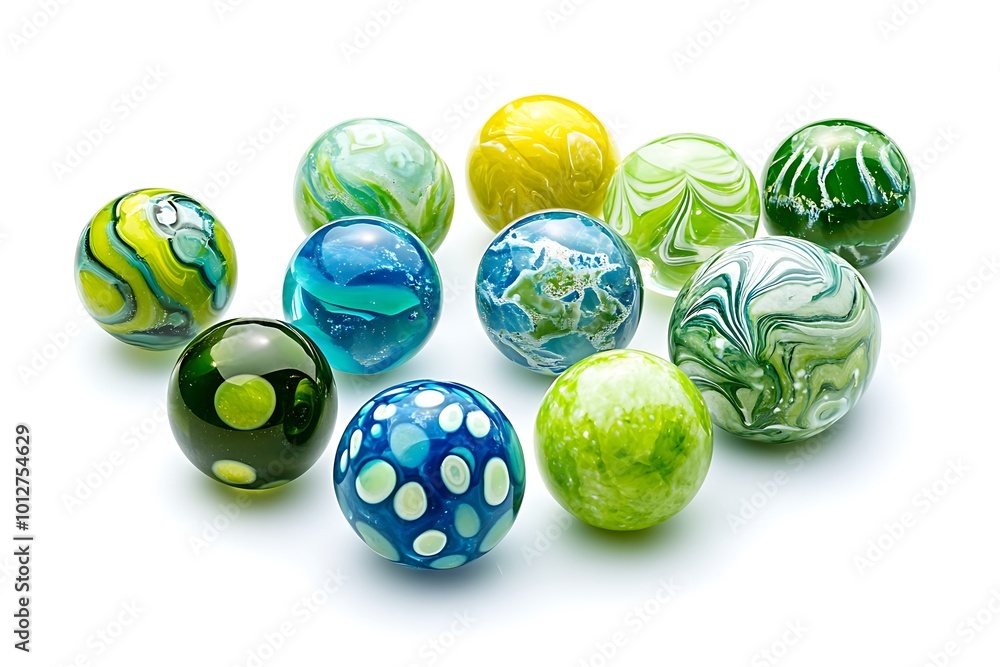 Group of Marbles Colorful with shadow on white background Group of Marbles Colorful with shadow on white background