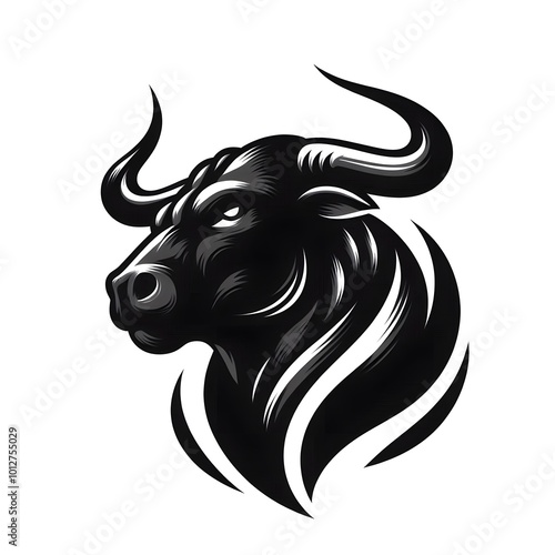 Black Bull Head Mascot Illustration photo