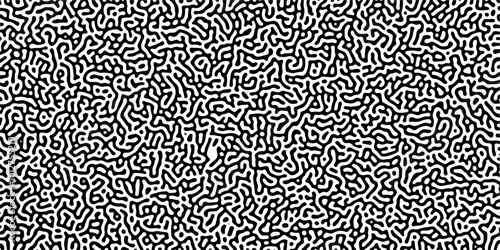Turing reaction diffusion monochrome seamless pattern with chaotic motion .Linear design with biological shapes. Organic lines in memphis. abstract turing organic wallpaper background .	