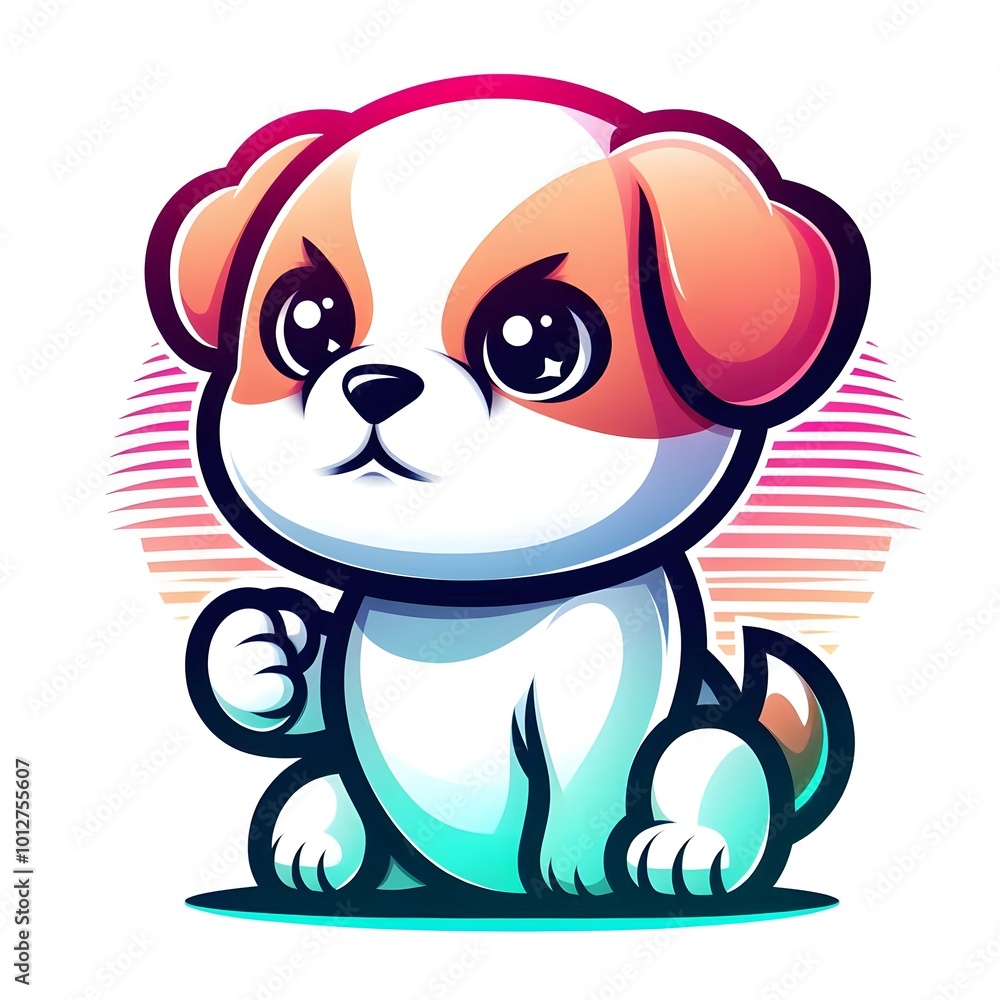 Obraz premium Cute Cartoon Puppy Dog Mascot Illustration