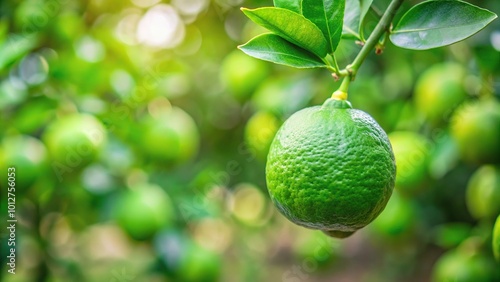 Fresh green lime on tree farm