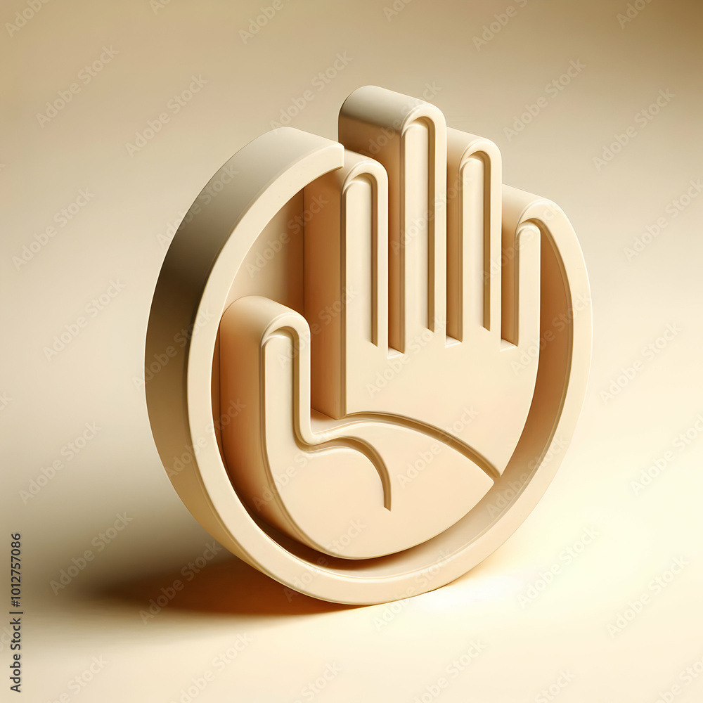 3D Plain Beige Background with Central Open Hand Icon for Support and Human Rights Concept - Large Copy Space for Human Rights Day - Clean and Simple Design 3D Plain Beige Background with Central Open Hand Icon for Support and Human Rights Concept - Large Copy Space for Human Rights Day - Clean and Simple Design