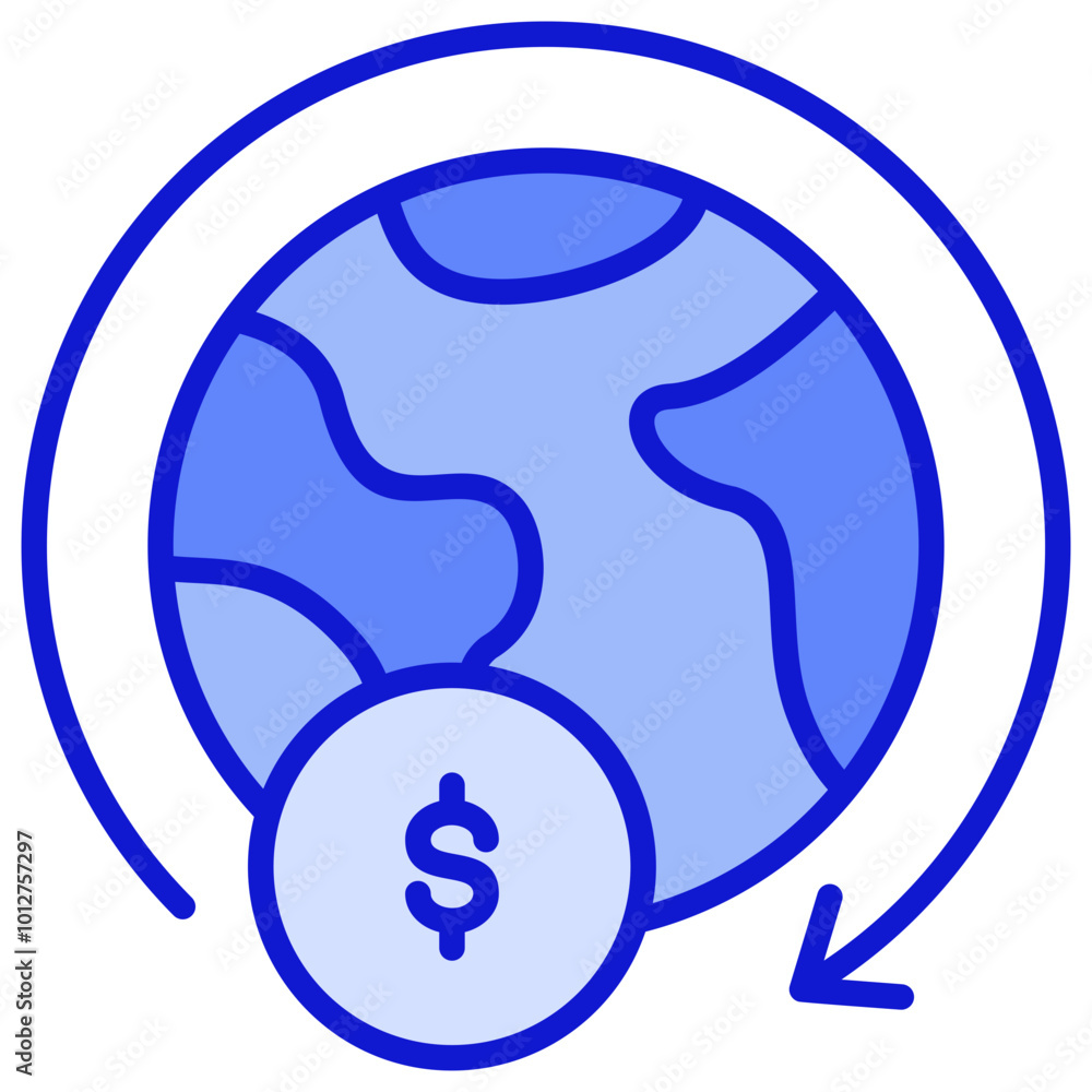 Global Economy Blue Icon Global Economy Blue Icon