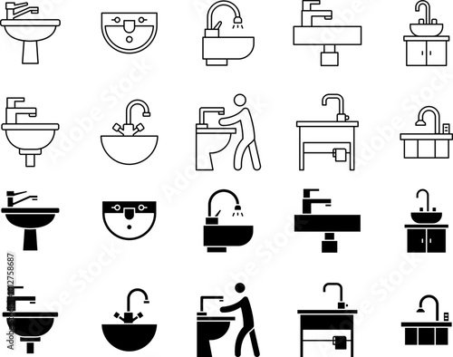 washbasin icon set