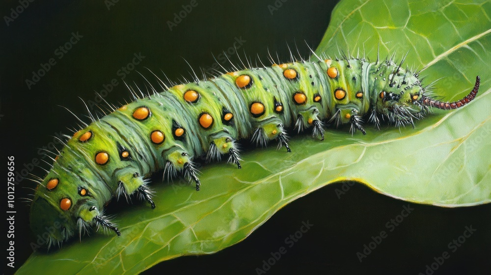 A Green Caterpillar on a Leaf A Green Caterpillar on a Leaf