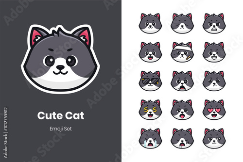 cute cat emoji sticker set