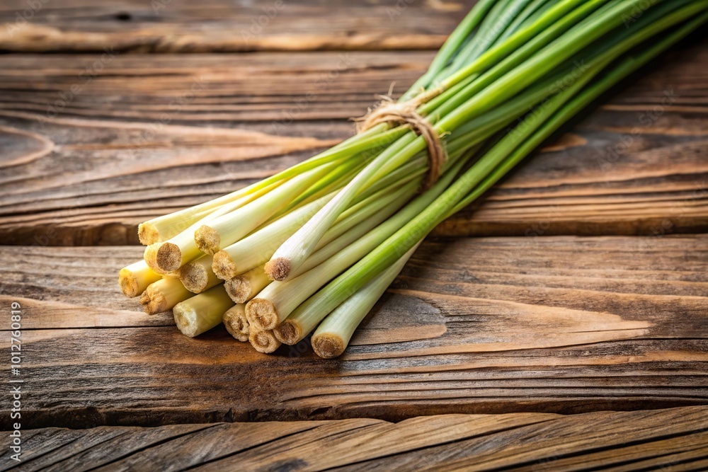 Fresh lemongrass citronella on wooden background macro image Fresh lemongrass citronella on wooden background macro image