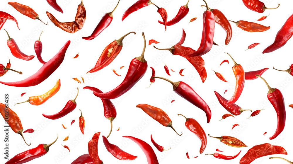 hot red chili peppers isolated on transparent white background, clipping path hot red chili peppers isolated on transparent white background, clipping path