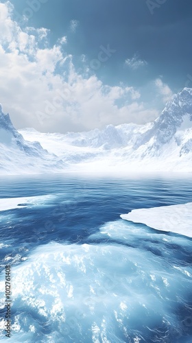 Wallpaper Mural Serene icy landscape with mountains and calm waters. Torontodigital.ca