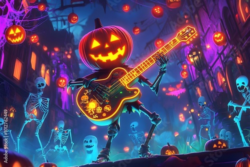 halloween pumpkin musician witch jack o lantern evil face background wallpaper fright tradition culture fantasy art