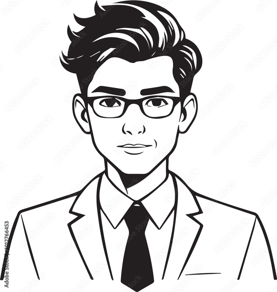 Cartoon character stroke of a young male manager Cartoon character stroke of a young male manager
