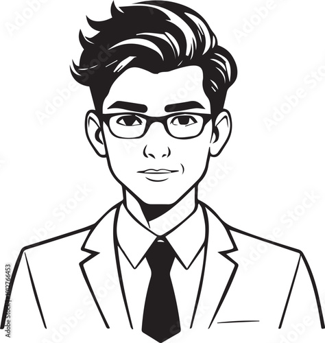 Cartoon character stroke of a young male manager