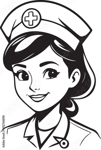 Cartoon character drawing of a female nurse