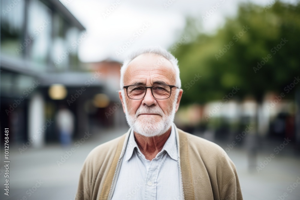 Portrait of senior man with eyeglasses in urban background. Portrait of senior man with eyeglasses in urban background.