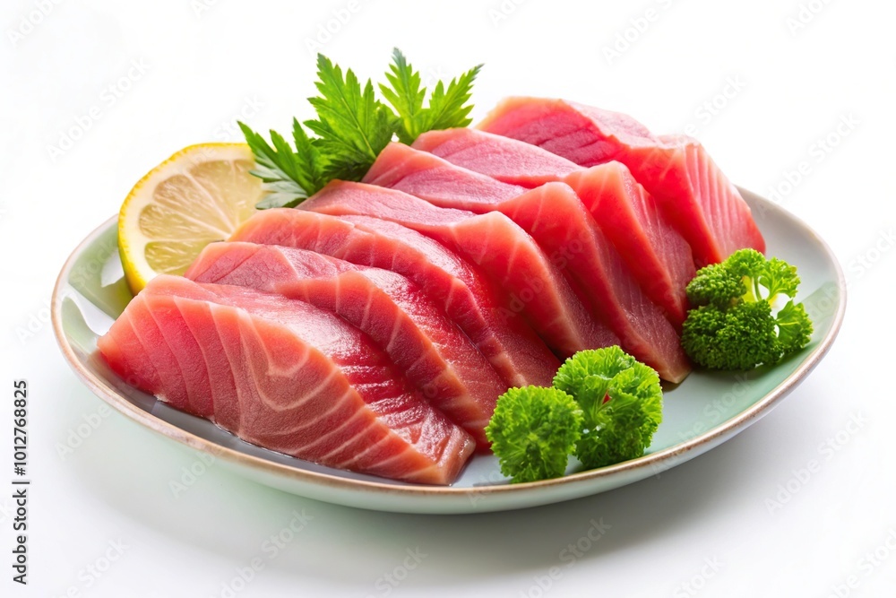 fresh raw tuna sashimi on white background fresh raw tuna sashimi on white background