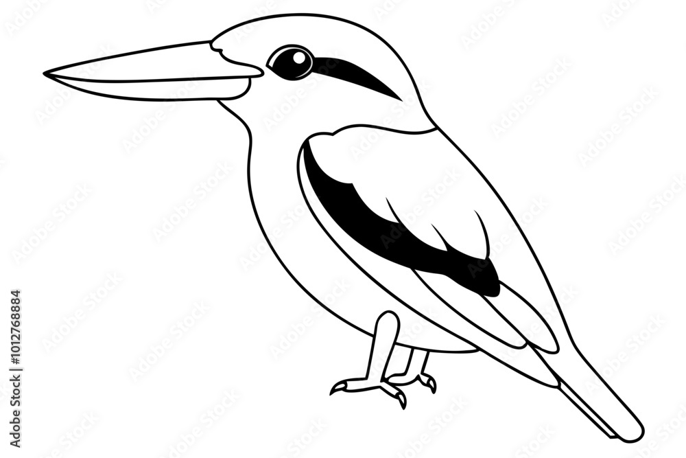 Obraz premium kingfisher line art vector art illustration 