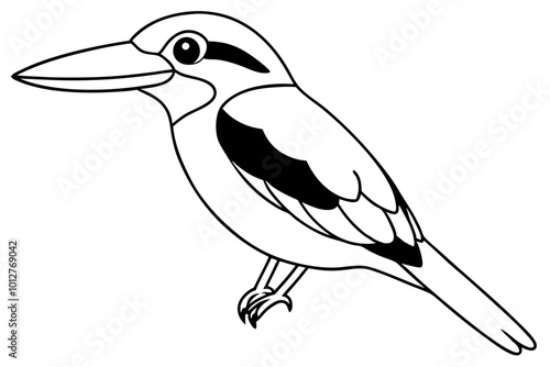 kingfisher line art vector art illustration 