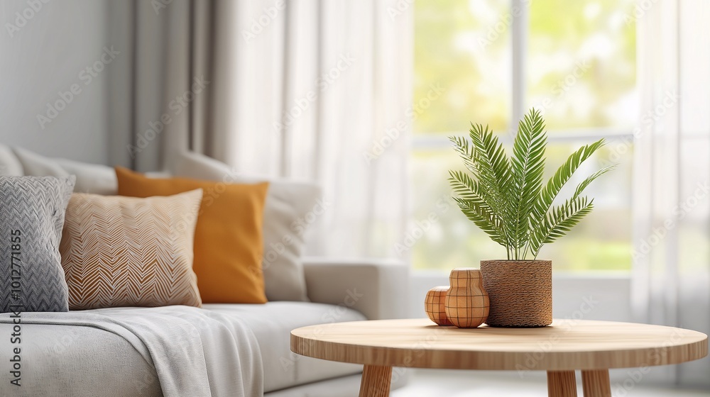 Cozy Living Room with Green Plant Decor Cozy Living Room with Green Plant Decor
