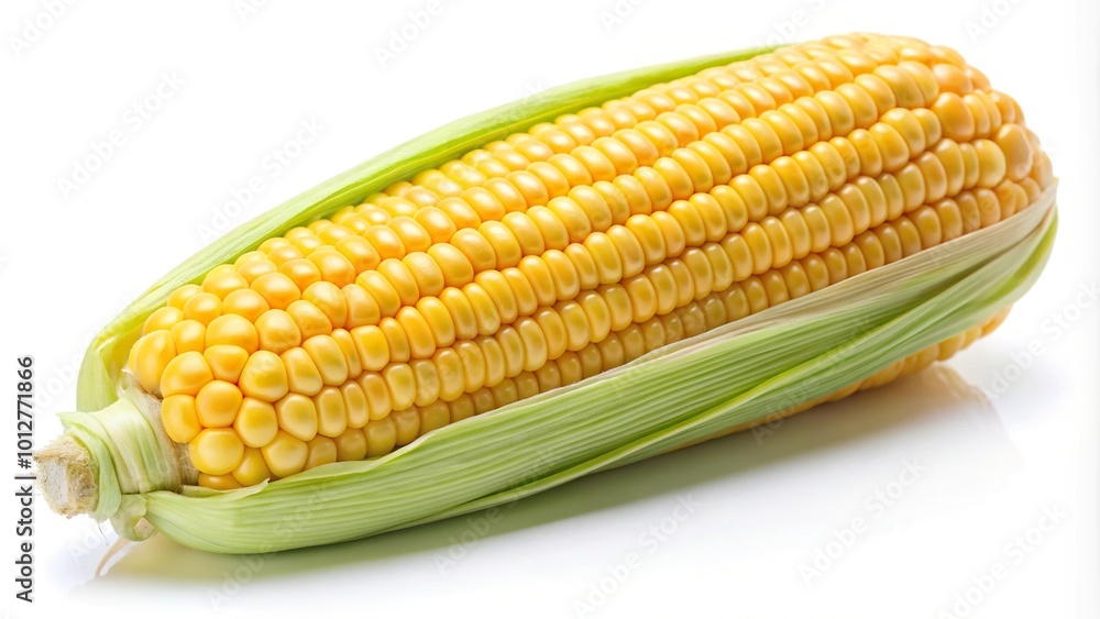 Fresh ripe sweet corns isolated on white background Fresh ripe sweet corns isolated on white background