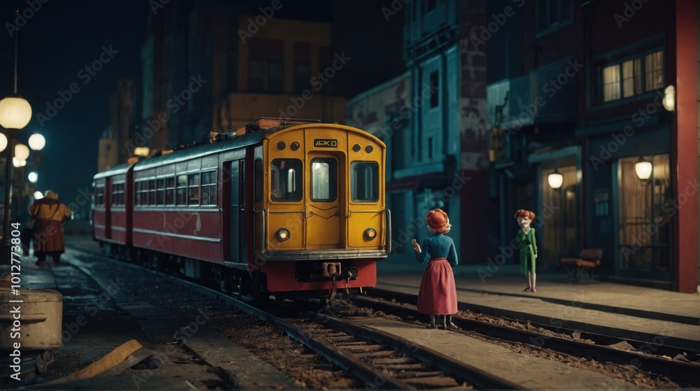 Fototapeta premium A charming cartoon character making colorful decorations for a holiday party