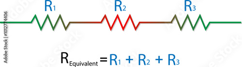 Three resistors in series and parallel connected in series formula and diagram.