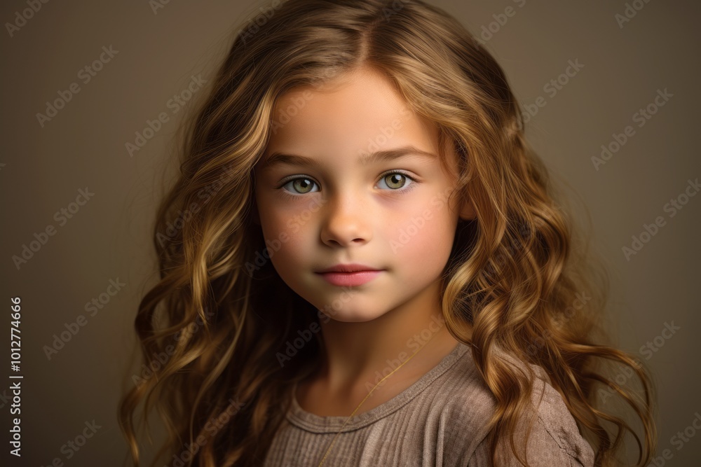 Portrait of a beautiful little girl with long wavy hair. Portrait of a beautiful little girl with long wavy hair.