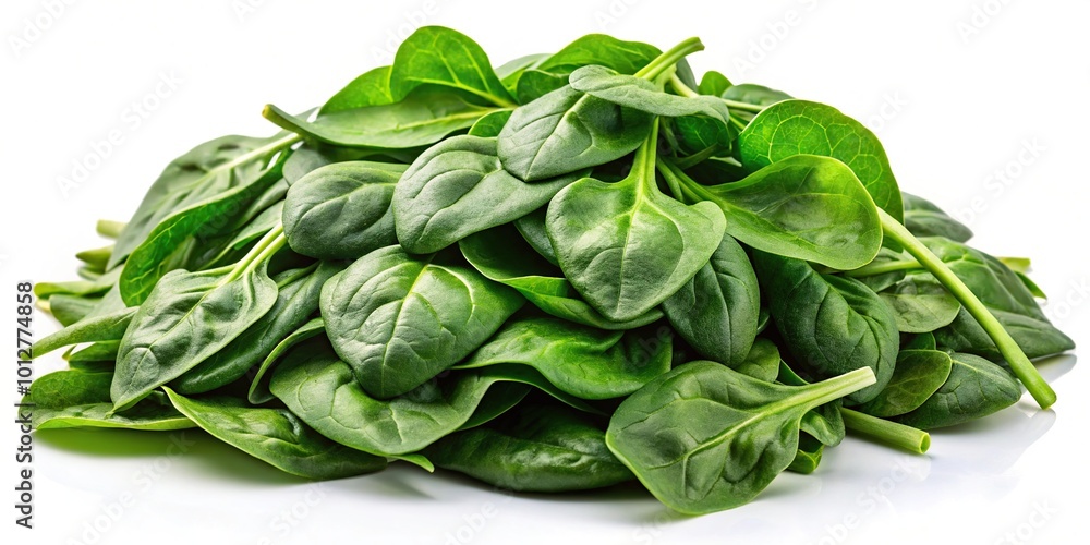 Fresh spinach leaves on white background silhouette Fresh spinach leaves on white background silhouette