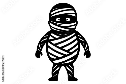 Mummy Wrapped in Bandages Silhouette for Halloween Decor