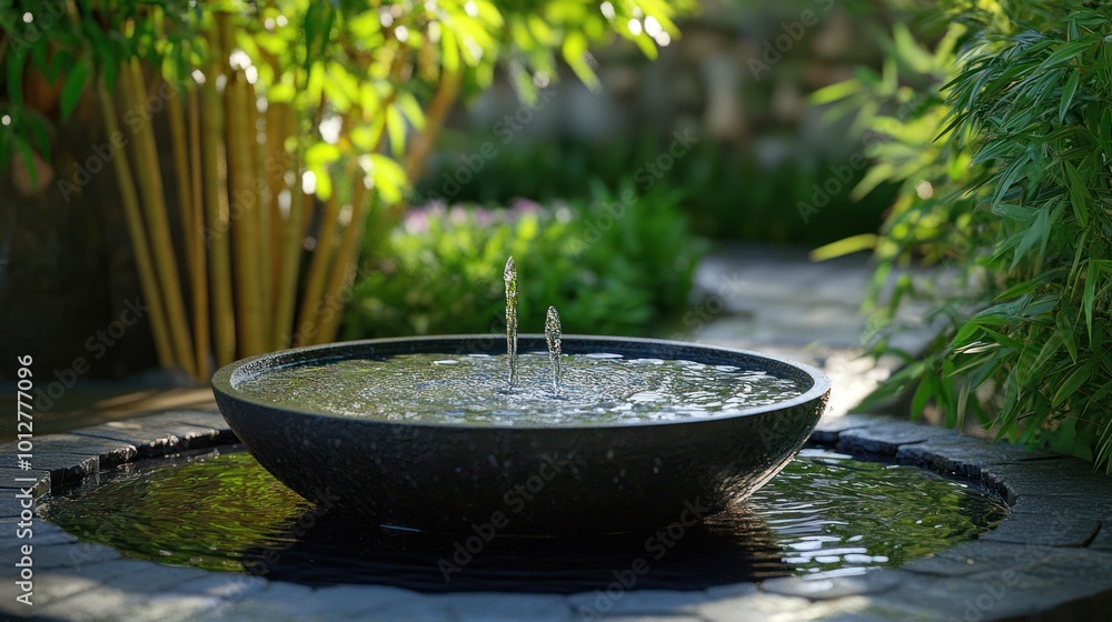 Water Feature in a Tranquil Garden Water Feature in a Tranquil Garden