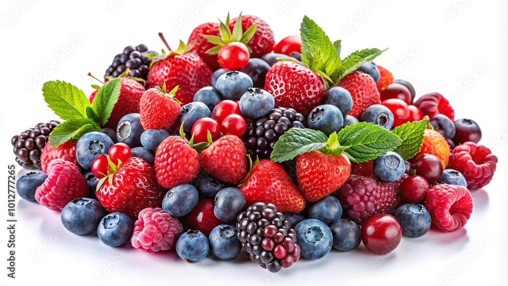 Fresh summer ripe bright berries isolated on white medium shot Fresh summer ripe bright berries isolated on white medium shot