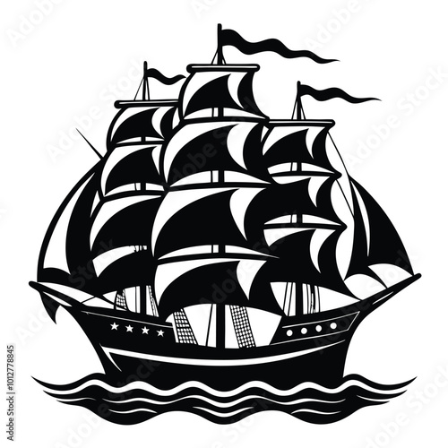 ship hand-drawn vector.