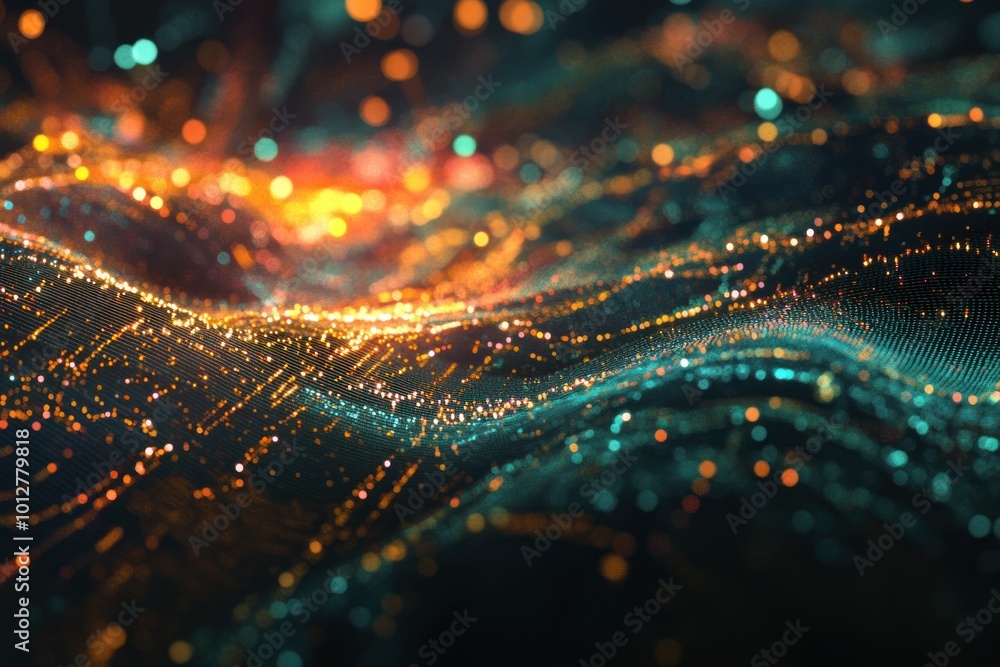 Fototapeta premium Abstract Digital Landscape with Glittering Lights